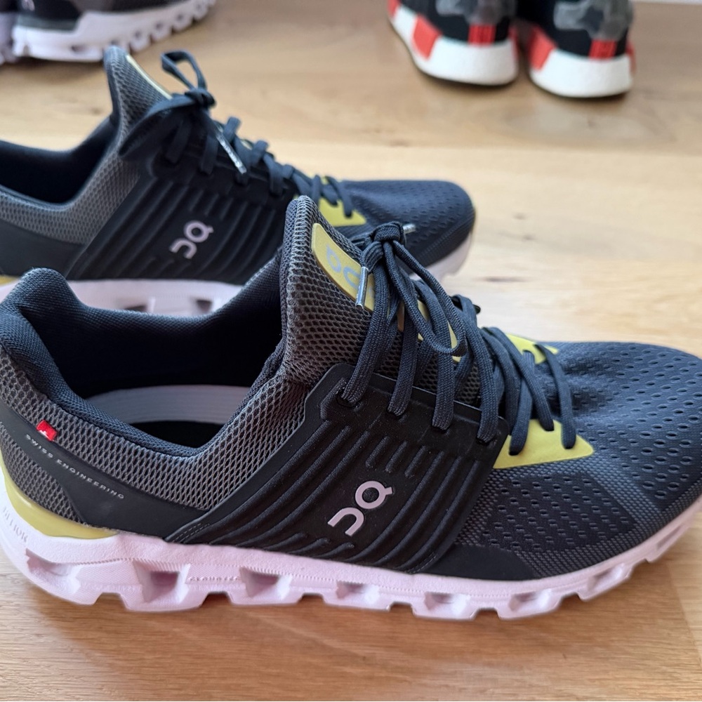 On Running Men's Black and Green Athletic Shoes